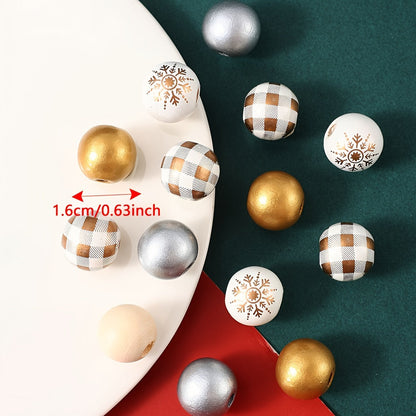 Christmas Wooden Round Beads
