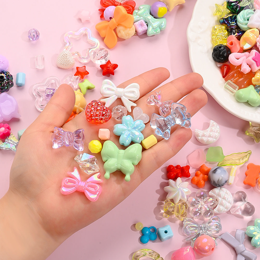 480g Random Color Acrylic Spacer Beads Set