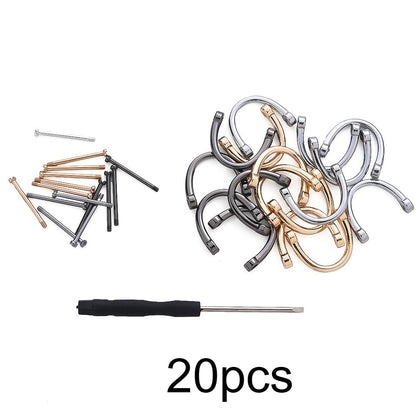 20PCS D-Shape Detachable Keychain Buckle Set with Screwdriver