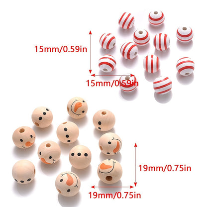 Christmas Wooden Santa & Tree Beads