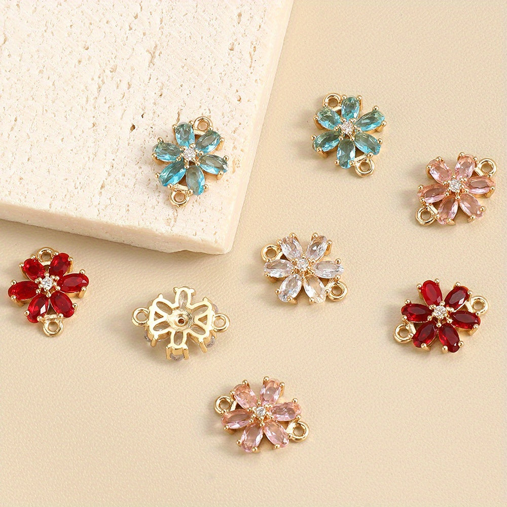 Glass Flower Rhinestone Connectors