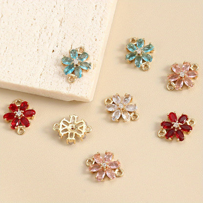 Glass Flower Rhinestone Connectors