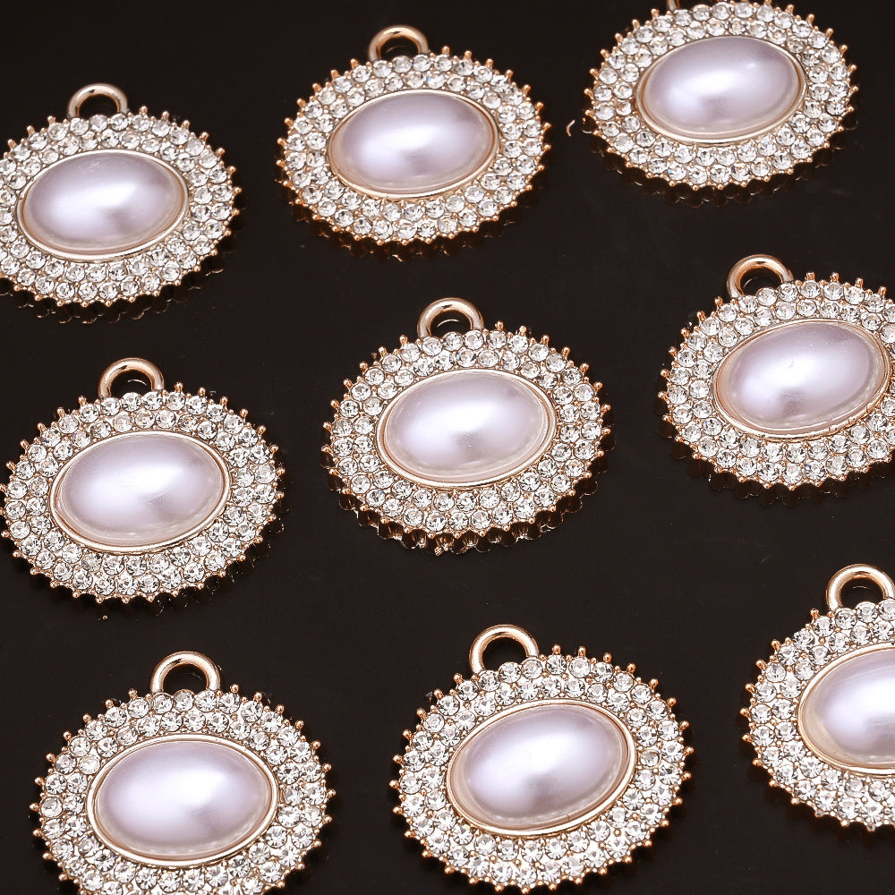 Rose Golden Pearl Rhinestone Pendants