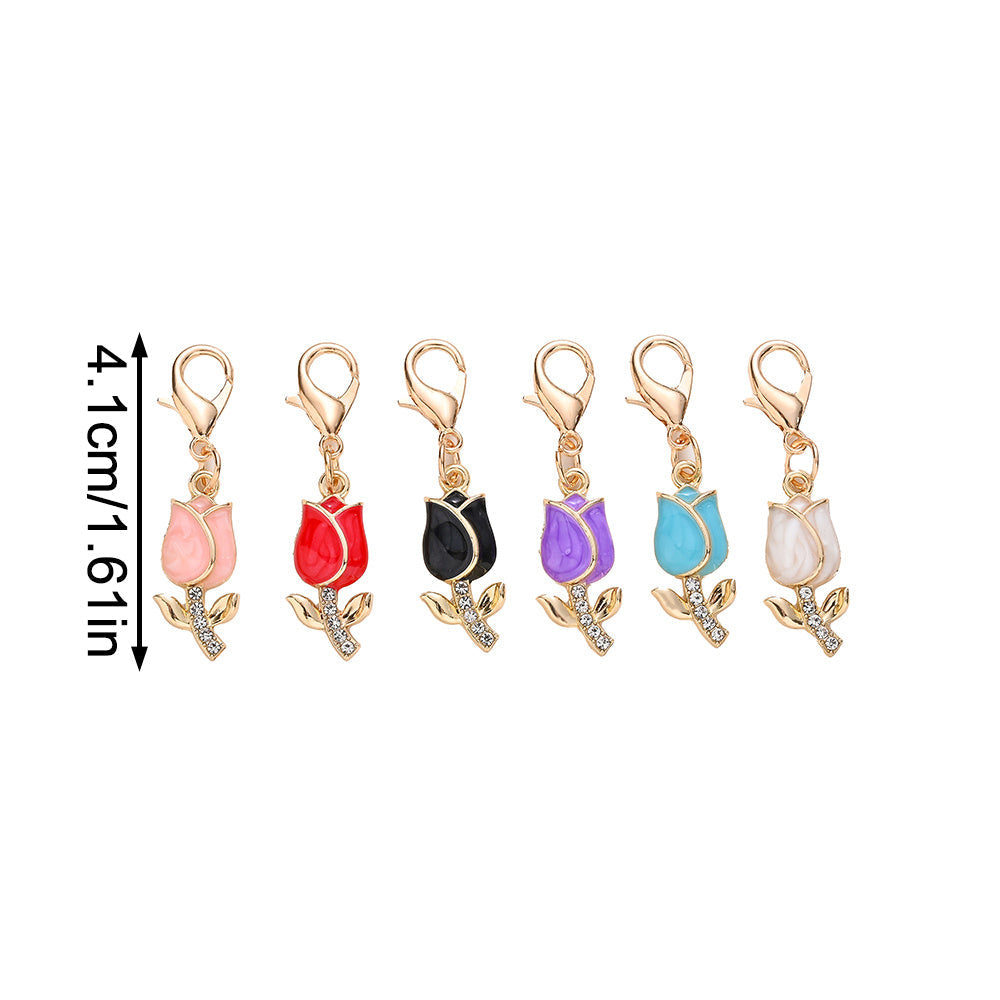 12PCS Sparkling Tulip Mini Keychain Set