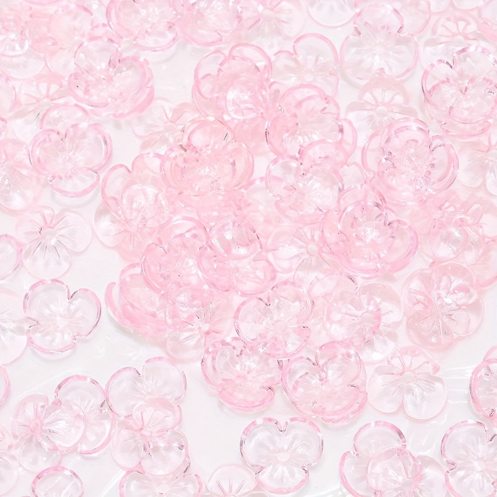 Transparent 3-Petal Flower Acrylic Beads