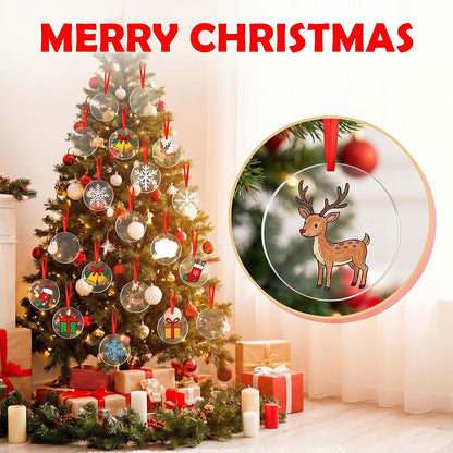 Blank Round Transparent Acrylic Christmas Ornament Keychain Charms
