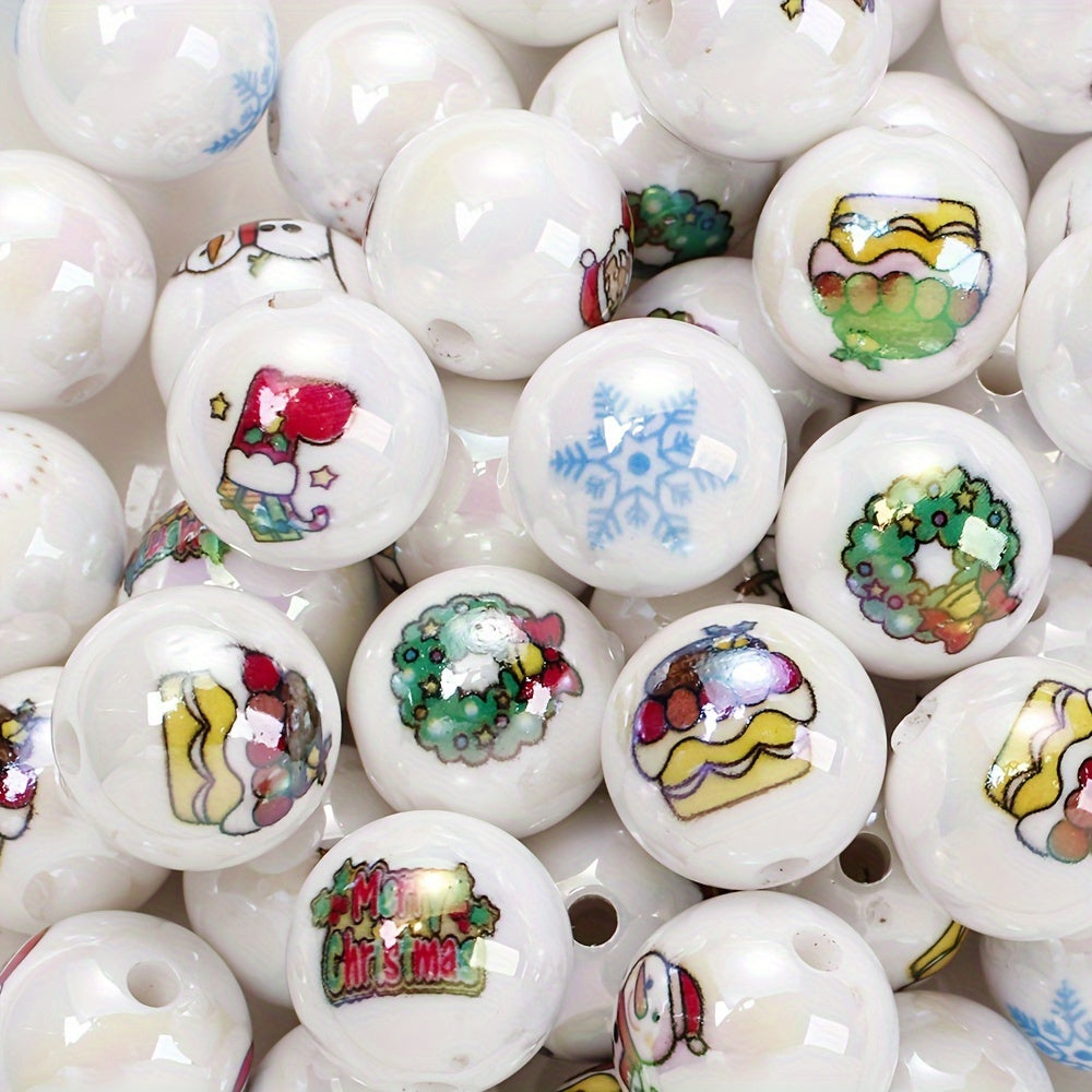 Christmas Printed Acrylic Beads