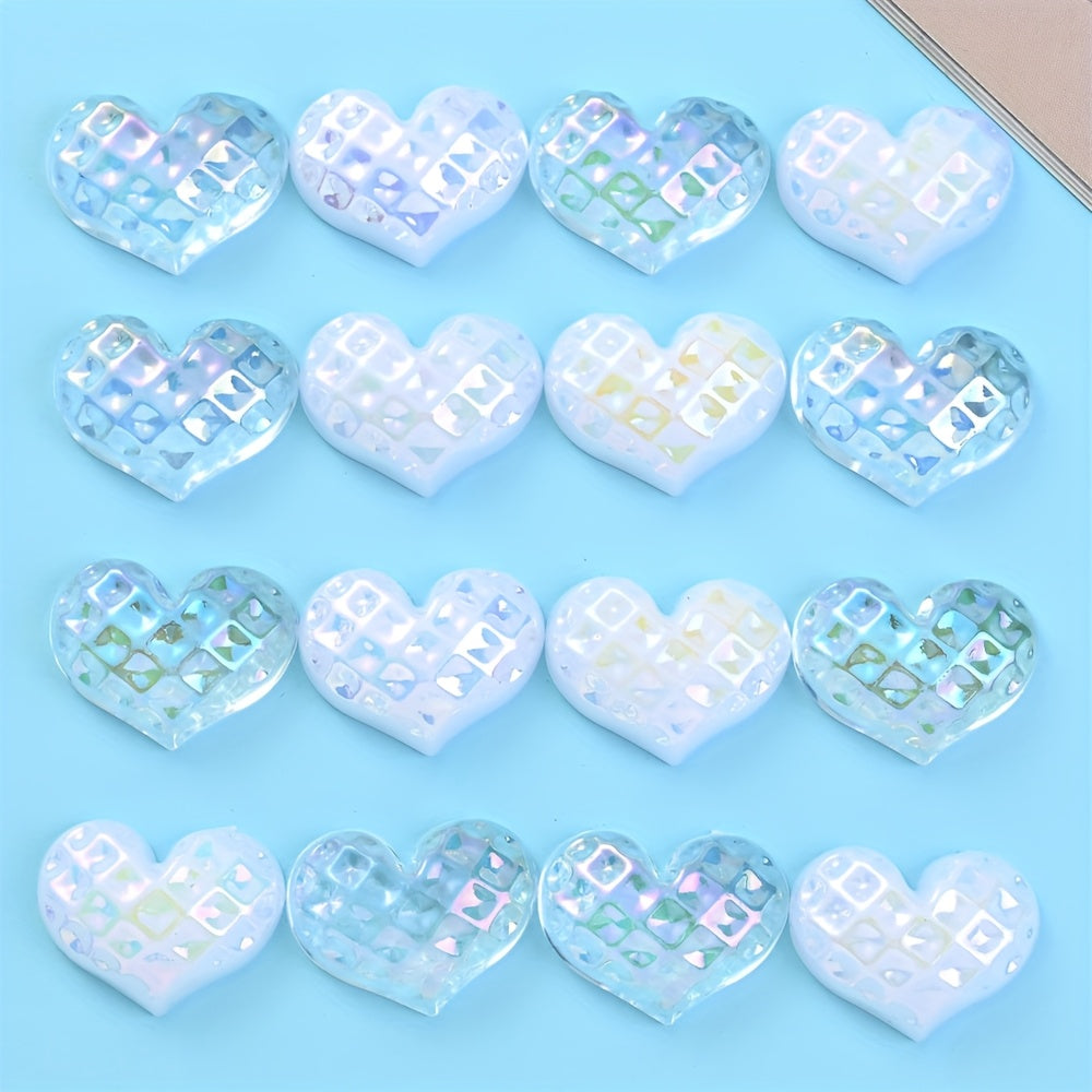 Transparent White Heart Flatback Embellishments