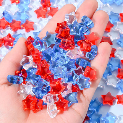 120/240pcs Patriotic Acrylic Star Flatback Beads