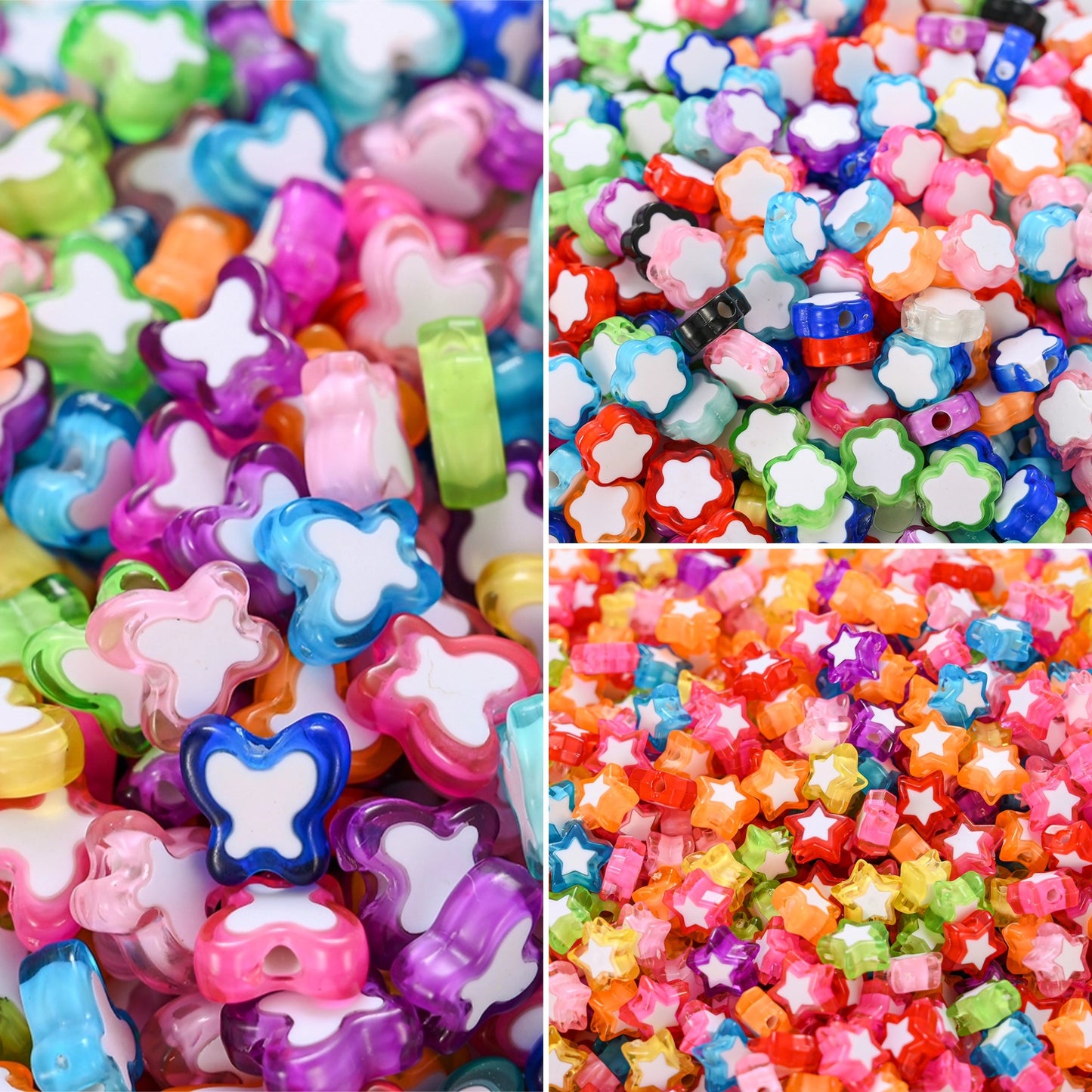 50pcs Colorful Star & Butterfly Acrylic Beads
