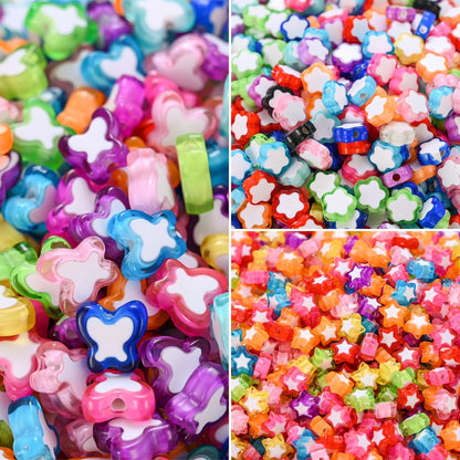 50pcs Colorful Star & Butterfly Acrylic Beads