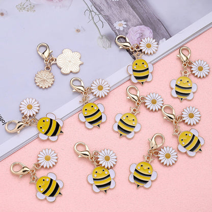 Yellow Bee and Flower Keychain with Thank You Card