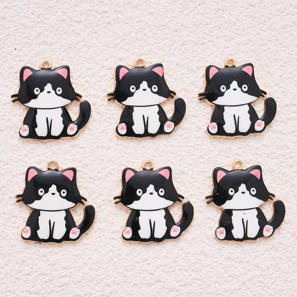 Enamel Cat Pendant Charms