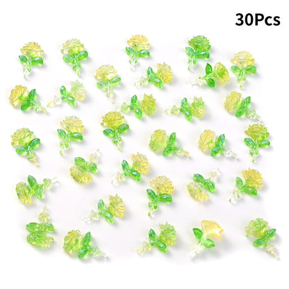 Luminous Green Leaf Flower Resin Beads