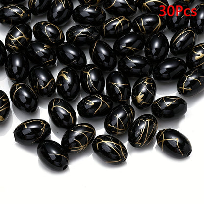 Black Gold Silk Thread Acrylic Beads