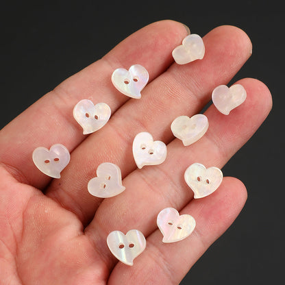 20PCS White Heart Resin Double-Hole Buttons