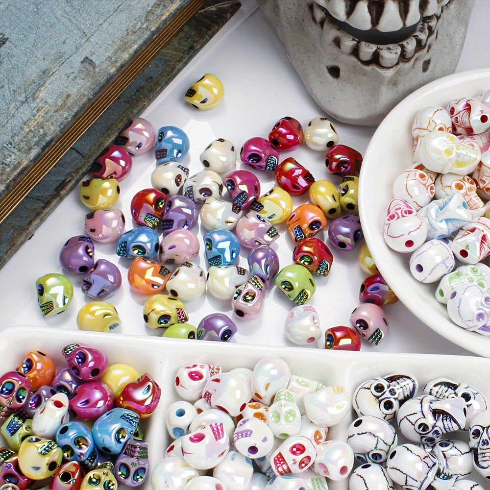 10pcs Halloween AB Acrylic Skull Beads