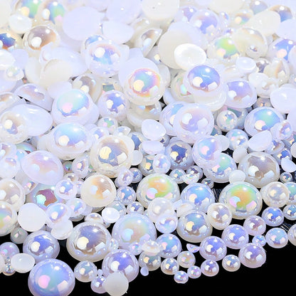 AB Rhinestone Flat Back Pearl Beads
