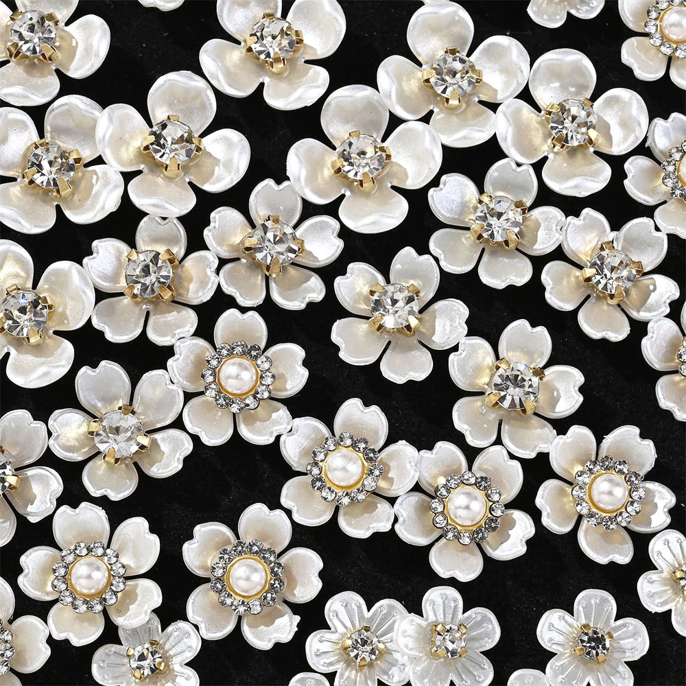 White Rhinestone Five-Petal Flower Patches