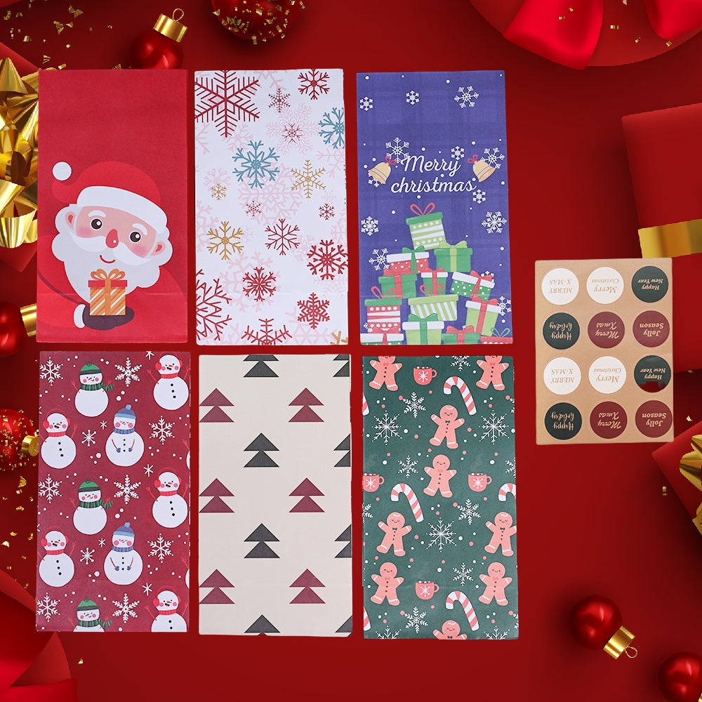 Christmas Paper Gift Bags with Sealing Stickers