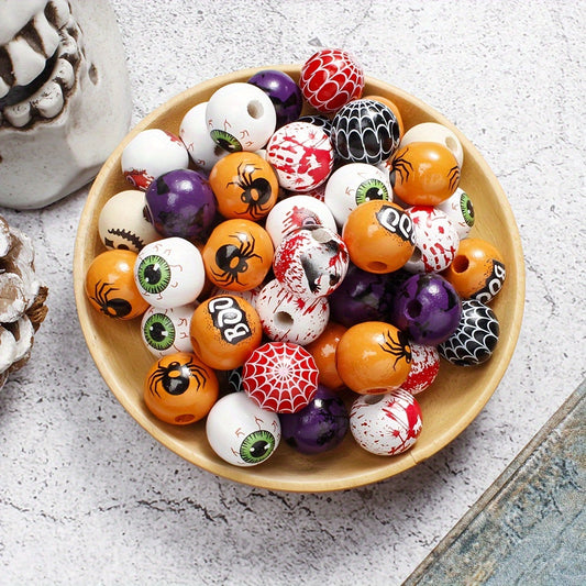 Halloween Colorful Wooden Spacer Beads