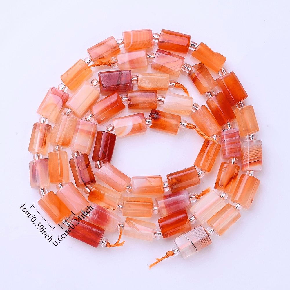 15-16pcs 6x10mm Orange Faceted Cylinder Spacer Beads