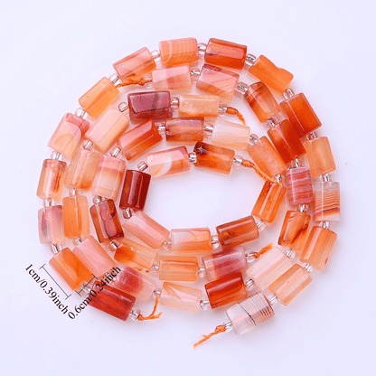 15-16pcs 6x10mm Orange Faceted Cylinder Spacer Beads