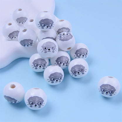 Animal Pattern Wooden Beads