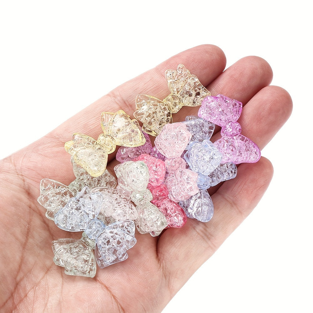 10PCS 21×29mm Sparkling Bow Acrylic Bead Set