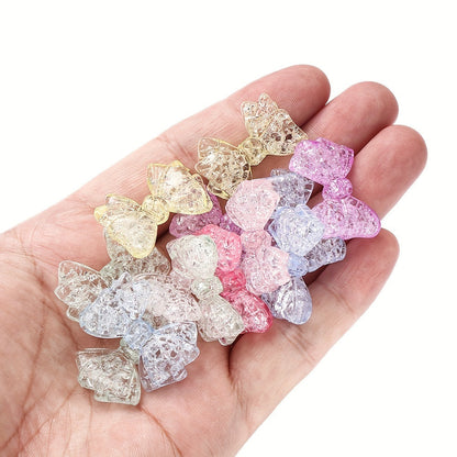10PCS 21×29mm Sparkling Bow Acrylic Bead Set