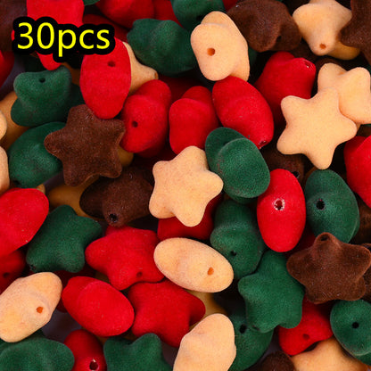 30/50pcs 16-22mm Flocked Acrylic Beads