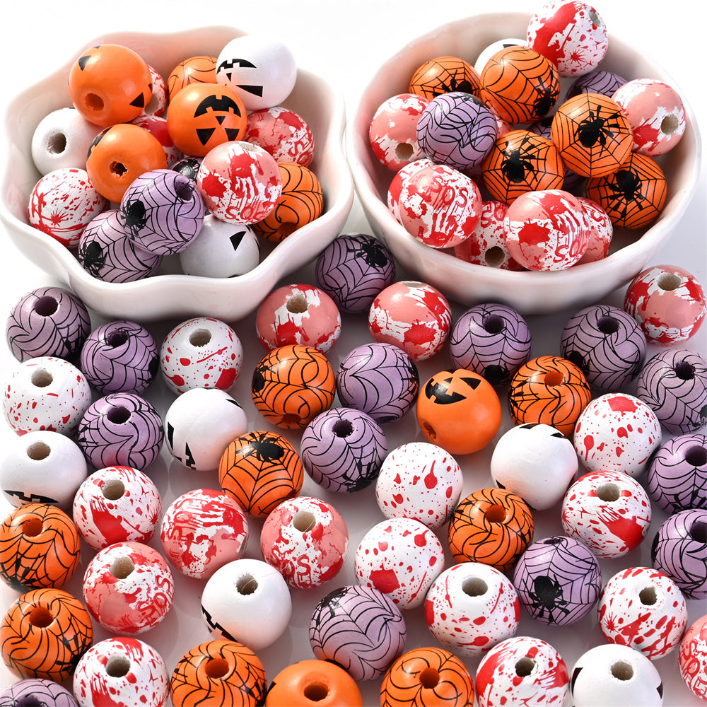 Halloween Printed Wooden Beads