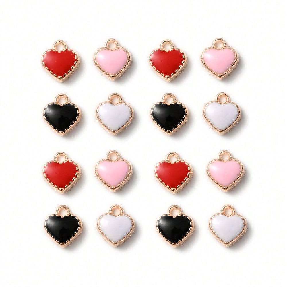 Mini Heart Enamel Alloy Pendants