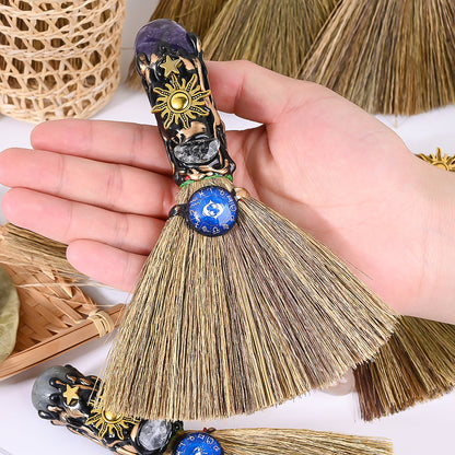 12-Piece Zodiac Broom-Shaped Alloy Charms