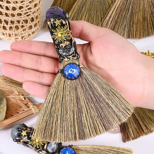 12-Piece Zodiac Broom-Shaped Alloy Charms