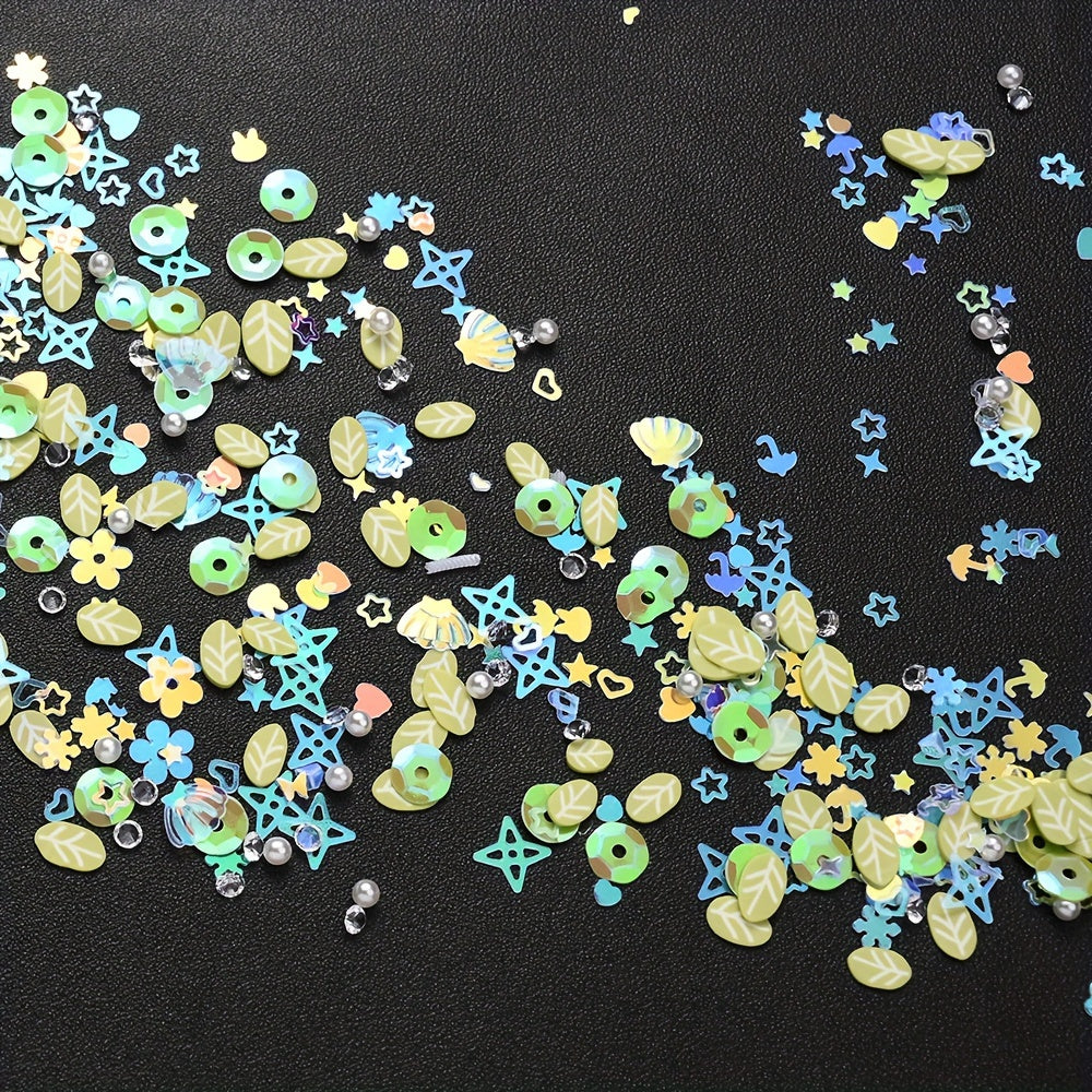 10g Green Pearlescent Bead & Sequin Mix