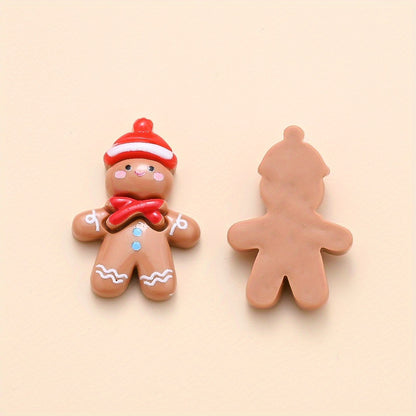 20pcs Christmas Gingerbread Man Resin Patch Beads
