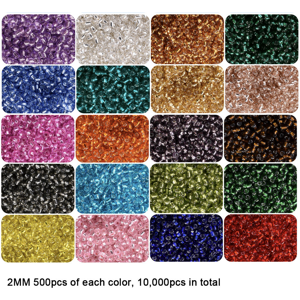 2500/5000/10000PCS 2/3/4mm Silver-Lined Glass Seed Beads
