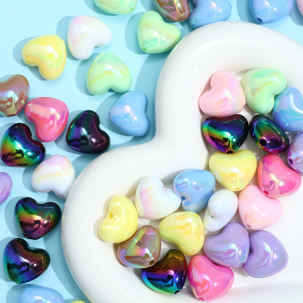 10pcs 19x22mm Cute Chubby Heart Acrylic Beads