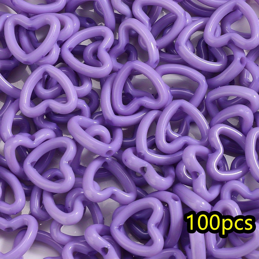 100pcs 15x16mm Macaron Color Heart Frame Wrapped Beads
