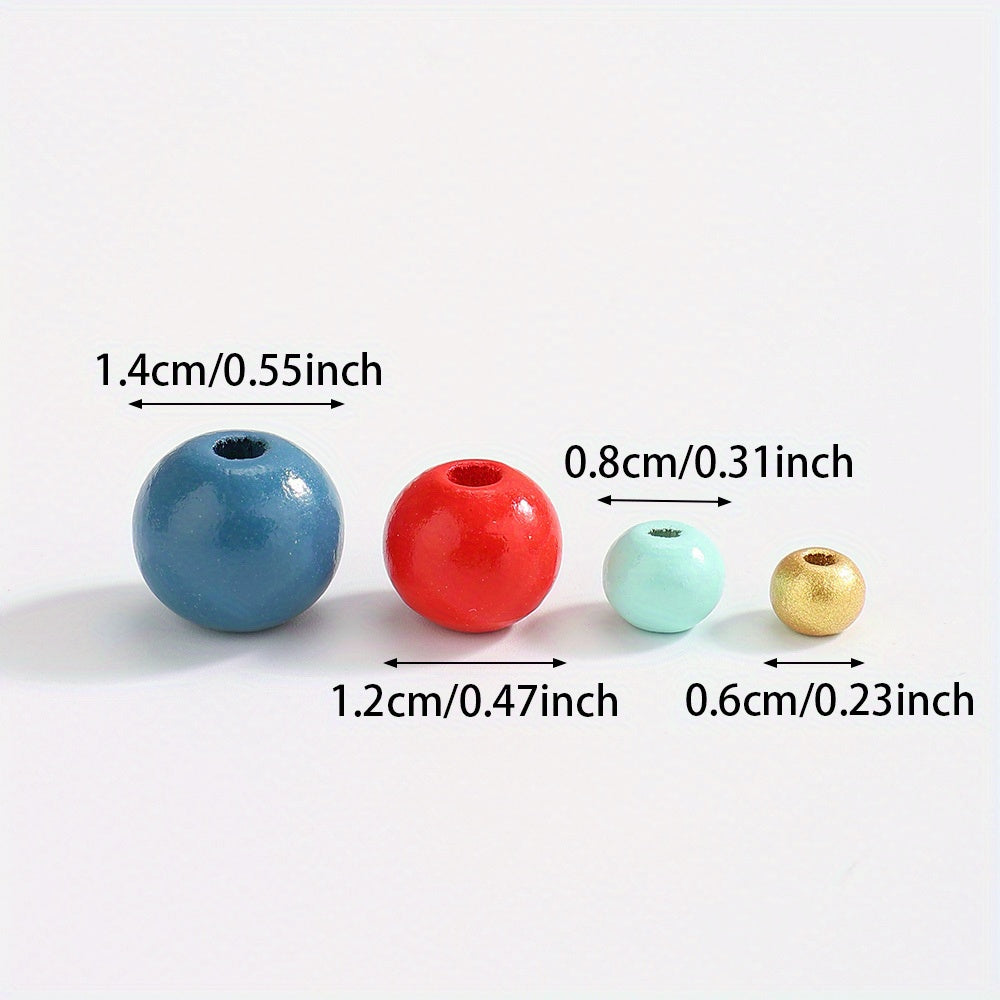 4/6/8/14mm Multicolor Wooden Round Spacer Beads