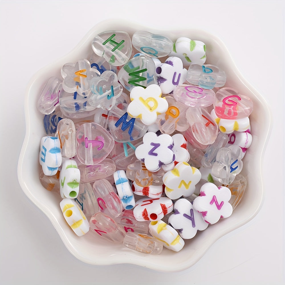 Heart Shape Letter Acrylic Beads