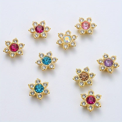 50pcs Six Petal Flower Rhinestone Acrylic Beads
