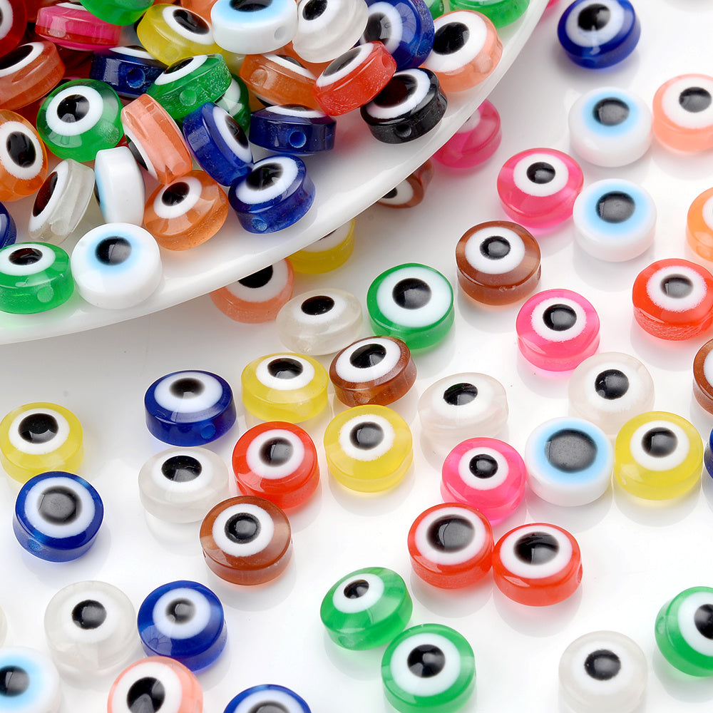 20/50pcs 6-14mm Colorful Flat Round Eye Resin Beads