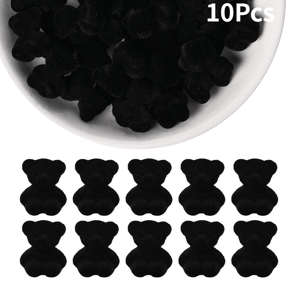 Flocked Bear Resin Beads