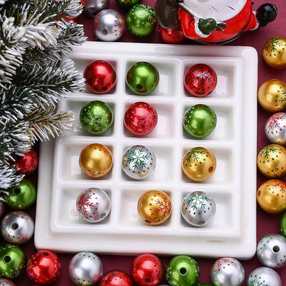 10pcs/set Christmas Snowflake Print Focal Beads