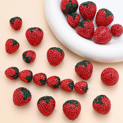 2pcs Handmade Disco Charm Strawberry Polymer Clay Beads