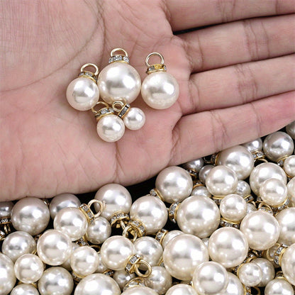Acrylic Imitation Pearl Pendant Beads with Rhinestone Rondelle