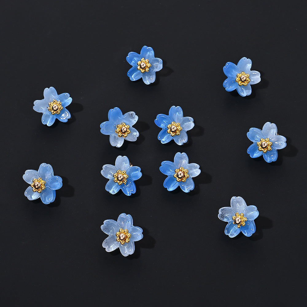 20pcs 10mm Colorful Gradient Glass Flower Beads