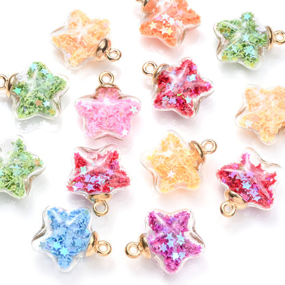 Sparkling Star Glass Pendant Charms